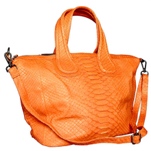 Load image into Gallery viewer, Orange Leather Nightingale Tote Bag
