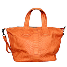 Load image into Gallery viewer, Orange Leather Nightingale Tote Bag
