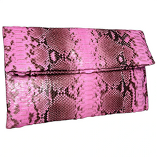 Cargar imagen en el visor de la galería, Pink and Black Leather Clutch Bag
