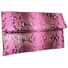 Load image into Gallery viewer, Pink and Black Leather Clutch Bag
