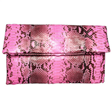 Load image into Gallery viewer, Pink and Black Leather Clutch Bag
