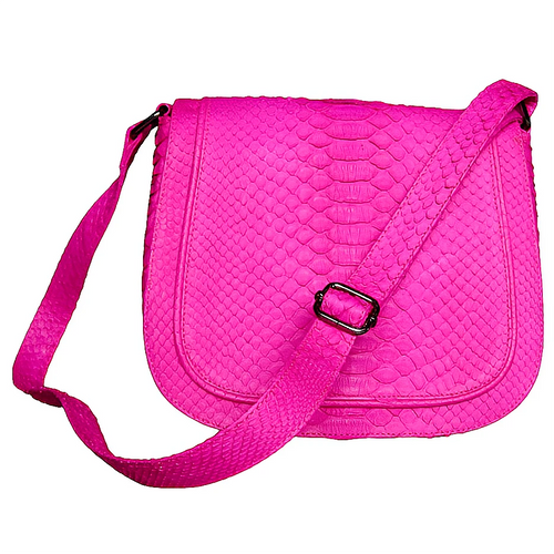 Fuchsia Hot Pink Crossbody Saddle Bag