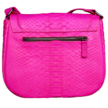 Load image into Gallery viewer, Back Fuchsia Hot Pink Crossbody Saddle Bag
