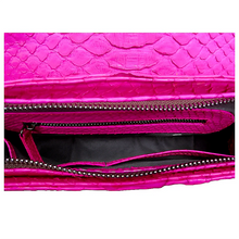 Load image into Gallery viewer, Interior Fuchsia Hot Pink Crossbody Saddle Bag
