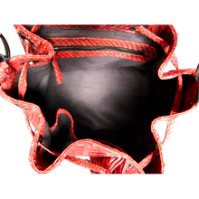 Cargar imagen en el visor de la galería, Interior Red Stonewash Leather Bucket Shoulder bag
