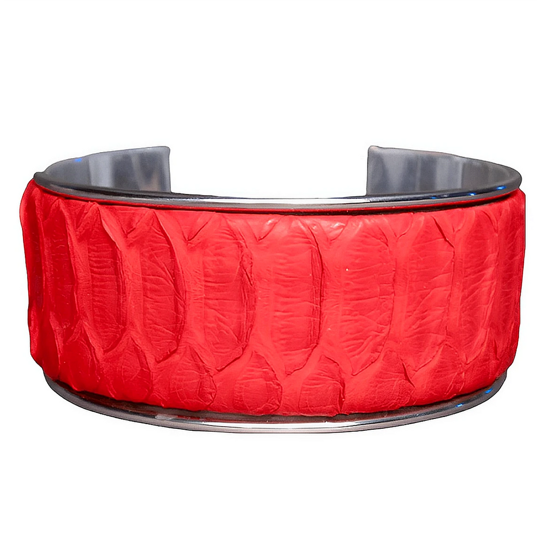 Red Leather Bangle Bracelet