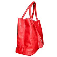 Load image into Gallery viewer, Red Leather Tassel Tote Bag
