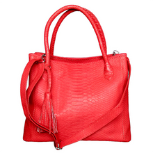 Load image into Gallery viewer, Red Leather Tassel Tote Bag
