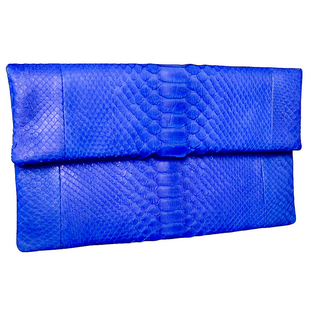 Royal Blue Leather Clutch Bag