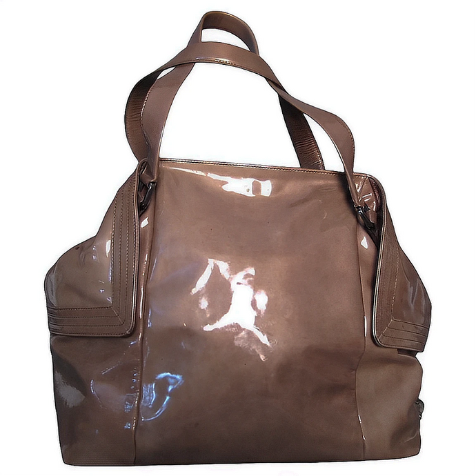 Salvatore Ferragamo Brown Patent Leather Tote Bag
