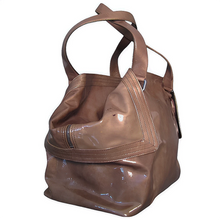 Load image into Gallery viewer, Side Salvatore Ferragamo Brown Patent Leather Tote Bag
