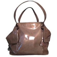 Load image into Gallery viewer, Back Salvatore Ferragamo Brown Patent Leather Tote Bag
