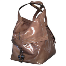 Load image into Gallery viewer, Side Salvatore Ferragamo Brown Patent Leather Tote Bag
