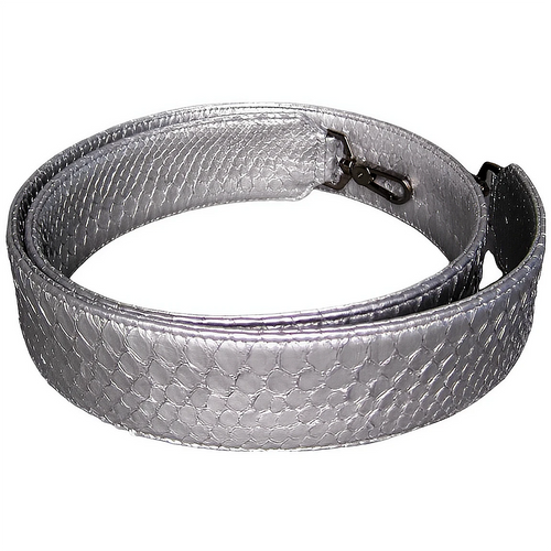 Metallic silver leather large strap