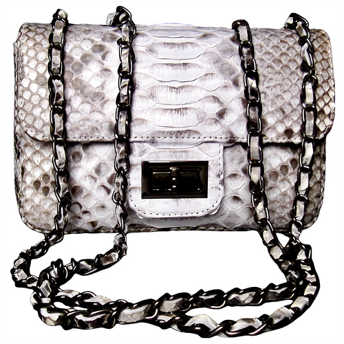 White Leather Shoulder Flap Bag - SMALL