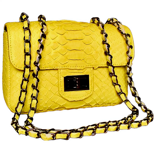 Yellow Leather Shoulder Flap Bag - SMALL