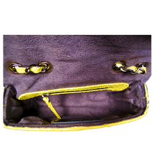Cargar imagen en el visor de la galería, Interior Yellow Leather Shoulder Flap Bag - SMALL
