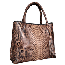 Load image into Gallery viewer, Tan Beige Leather Tassel Tote Bag
