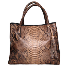 Load image into Gallery viewer, Tan Beige Leather Tassel Tote Bag
