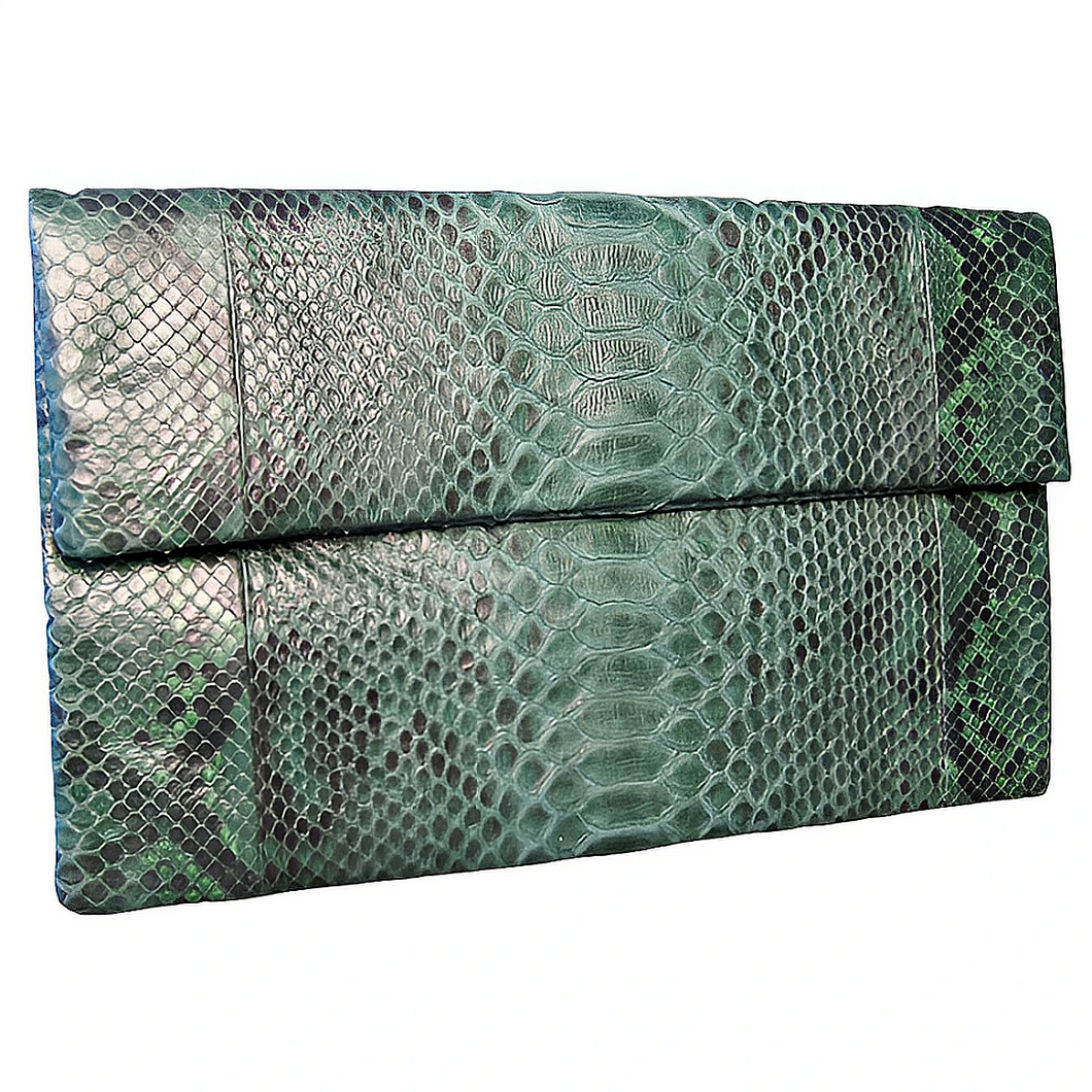 Green Leather Clutch Bag