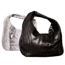 Load image into Gallery viewer, White and black leather hobo bags
