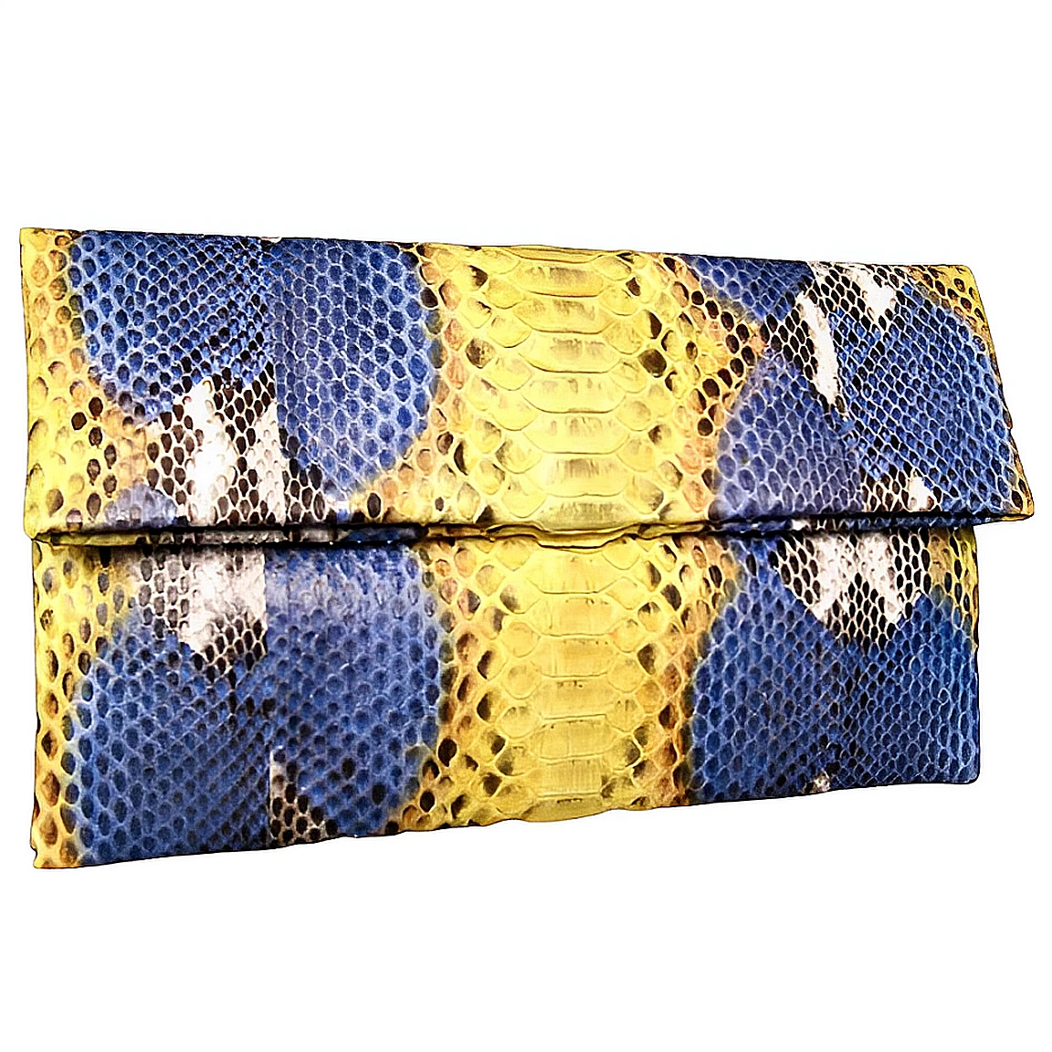 Blue and yellow clutch bag sale