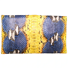 Load image into Gallery viewer, Yellow Blue Leather Clutch Bag

