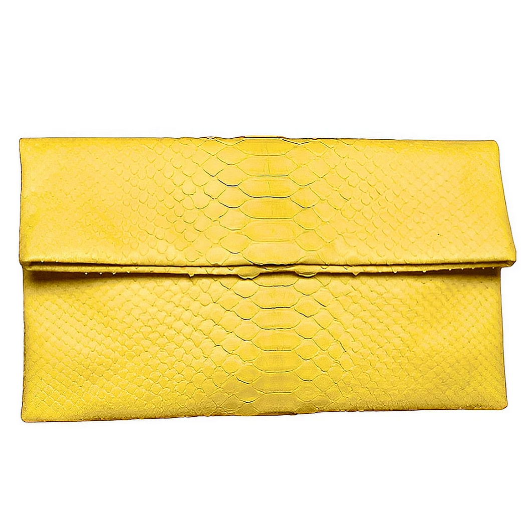 Yellow leather clutch bag