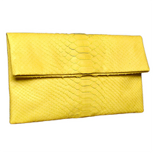 Load image into Gallery viewer, Yellow leather clutch bag
