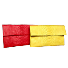 Load image into Gallery viewer, Red and Yellow leather clutch bag
