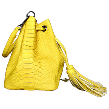 Load image into Gallery viewer, Side Yellow Stonewashed Bucket Bag
