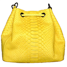 Load image into Gallery viewer, Back Yellow Stonewashed Bucket Bag
