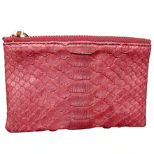 Load image into Gallery viewer, Burgundy Python Leather Zip Pouch
