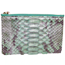 Load image into Gallery viewer, Green Python Leather Zip Pouch
