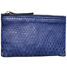 Load image into Gallery viewer, Blue Python Leather Zip Pouch
