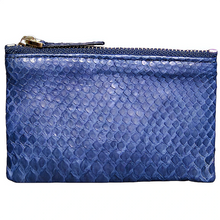 Load image into Gallery viewer, Blue Python Leather Zip Pouch
