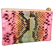 Load image into Gallery viewer, Pink Multicolor Python Leather Zip Pouch
