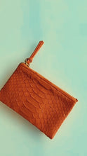 Load and play video in Gallery viewer, Orange Python Leather Zip Pouch
