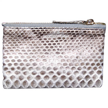 Load image into Gallery viewer, Grey Python Leather Zip Pouch
