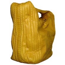 Cargar imagen en el visor de la galería, Side Yellow Glazed Leather Hobo Bag
