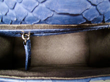 Load image into Gallery viewer, Interior Blue Python Leather Small Satchel Bag
