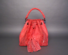 Load image into Gallery viewer, Red Stonewash Leather Bucket Shoulder bag
