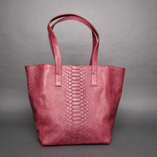 Load image into Gallery viewer, Burgundy Python Leather Tassel Tote Shopper bag

