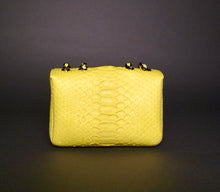 Load image into Gallery viewer, Back Yellow Python Leather Shoulder Flap Bag - SMALL
