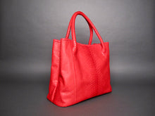 Load image into Gallery viewer, Red Python Leather Tassel Tote Shoulder bag
