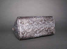 Load image into Gallery viewer, Grey Python Leather Satchel Handbag
