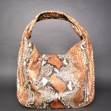 Load image into Gallery viewer, Brown Motif Multicolor Python Leather Large Hobo Bag
