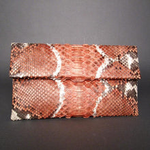 Load image into Gallery viewer, Ocre Motif Python Leather Clutch Bag
