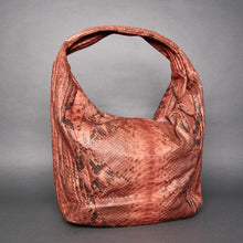 Cargar imagen en el visor de la galería, Orange Ocre  Motif Python Leather Large Hobo Bag
