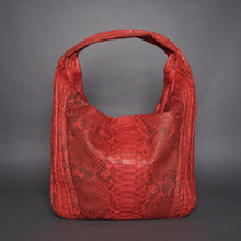 Cargar imagen en el visor de la galería, Red  Motif Python Leather Large Hobo Bag
